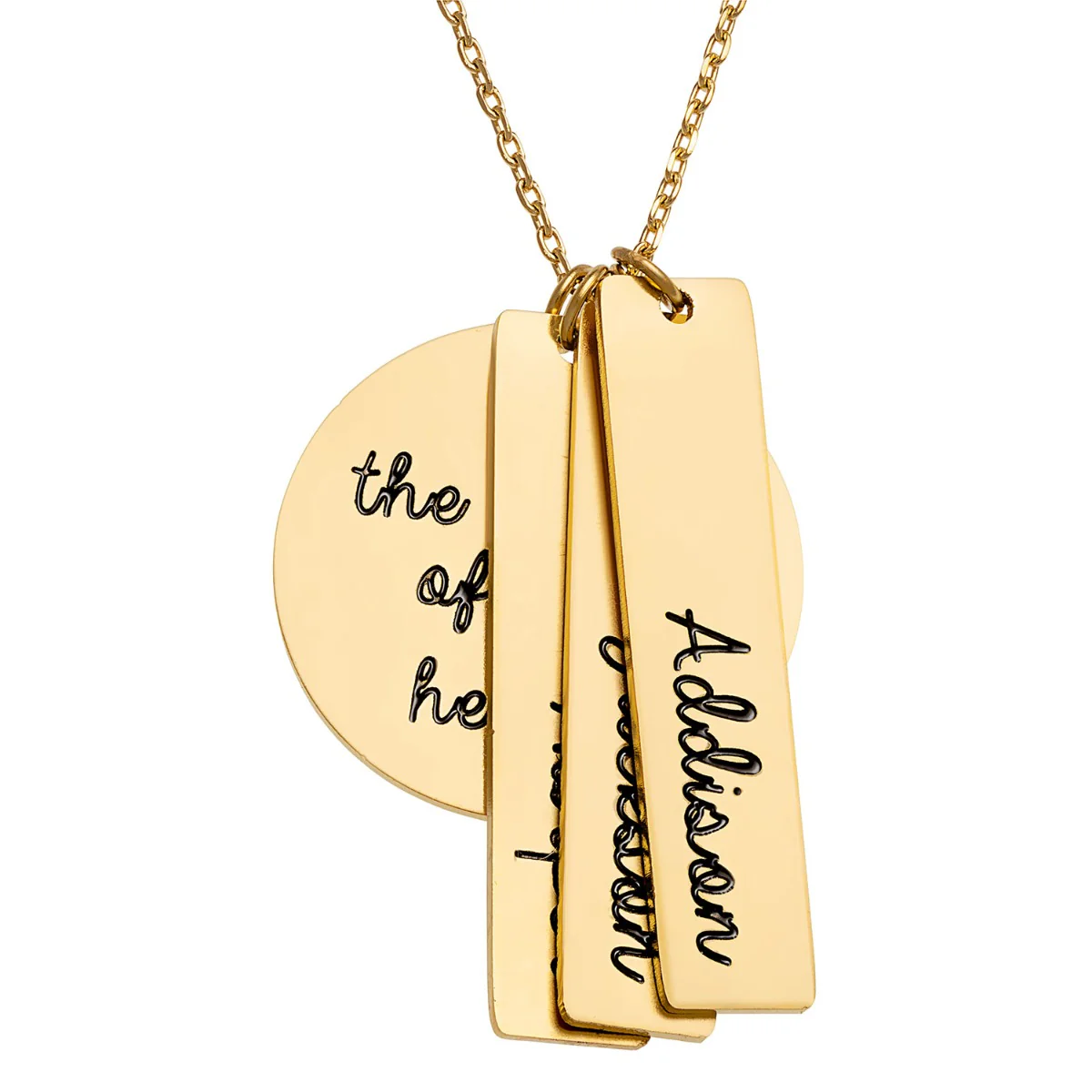 Stainless Steel Engraved Family Name Cluster Necklace - Image 6