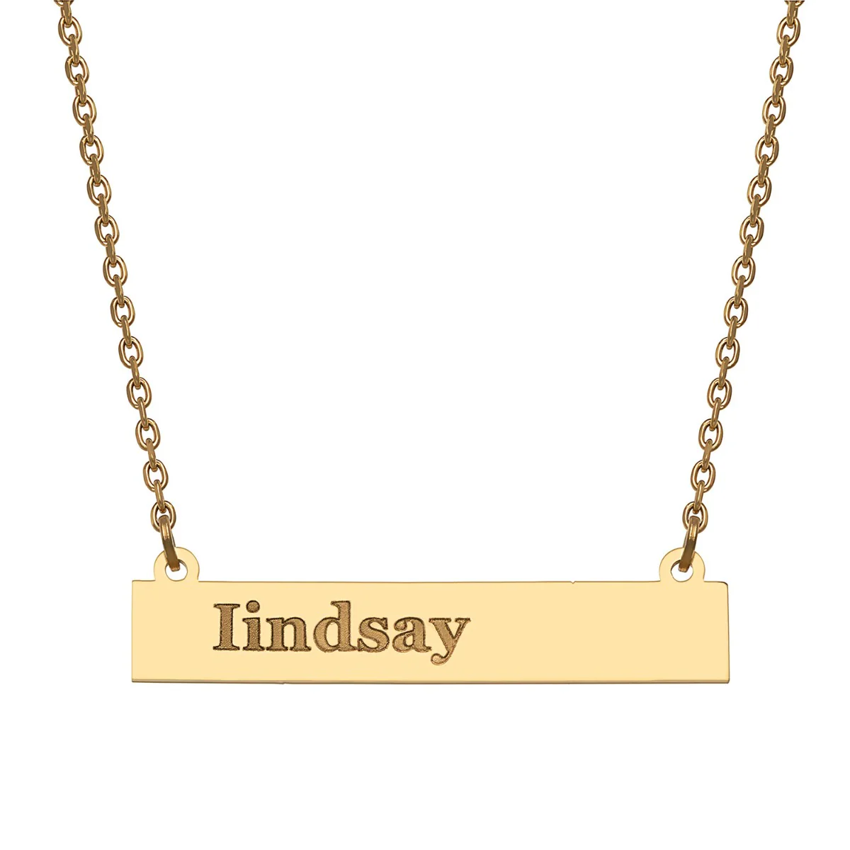 Stainless Steel Engraved Lowercase Name Bar Necklace - Image 4