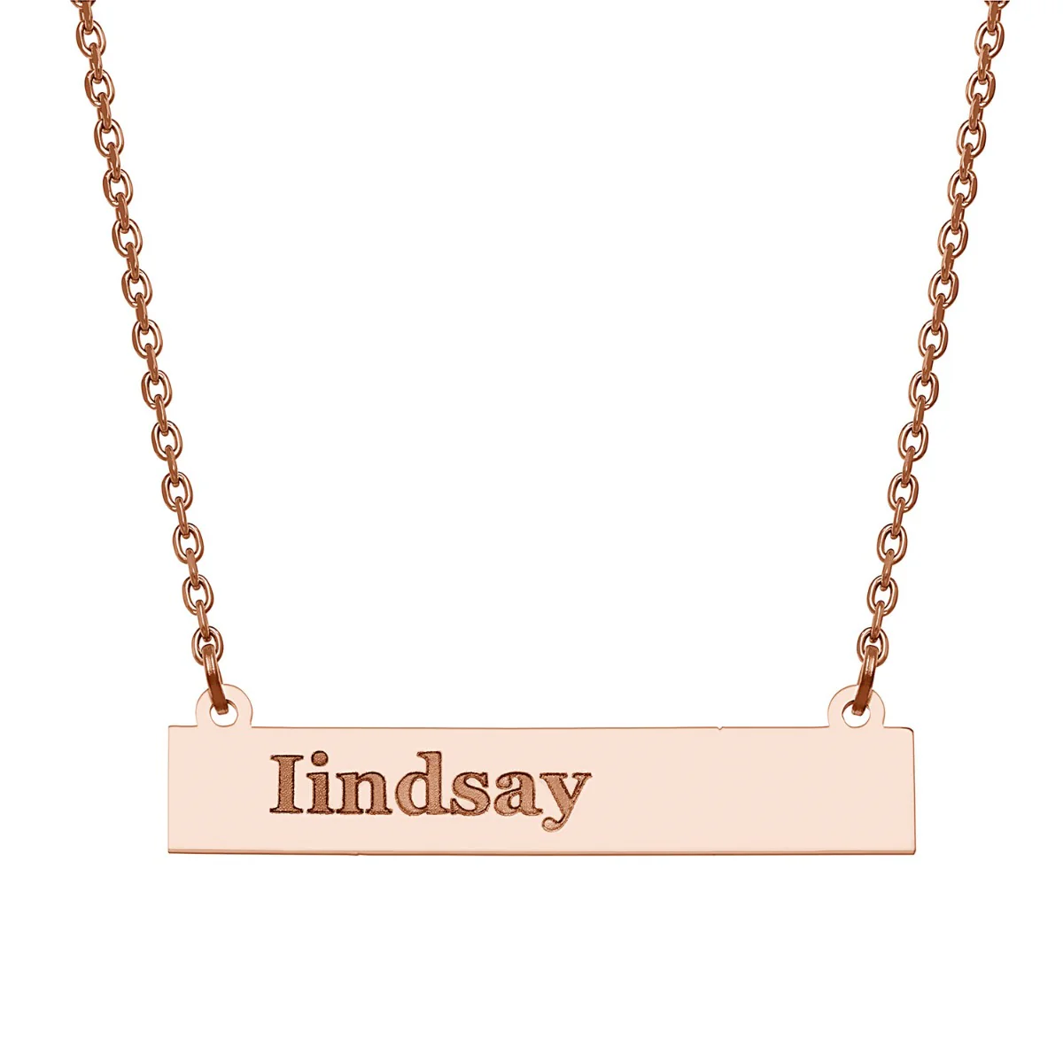 Stainless Steel Engraved Lowercase Name Bar Necklace - Image 5