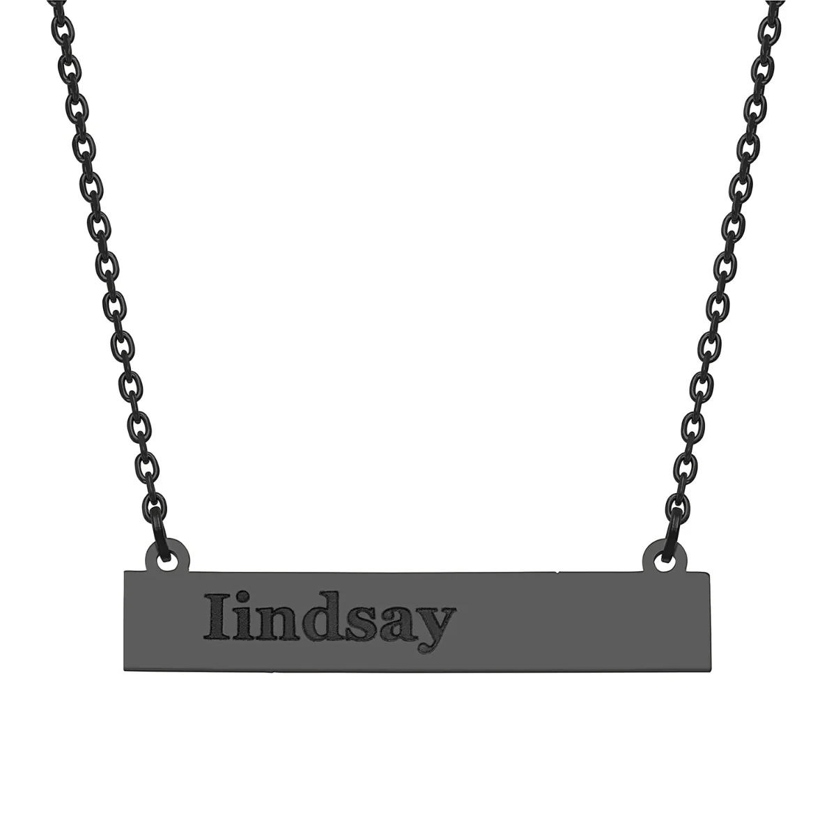 Stainless Steel Engraved Lowercase Name Bar Necklace - Image 6