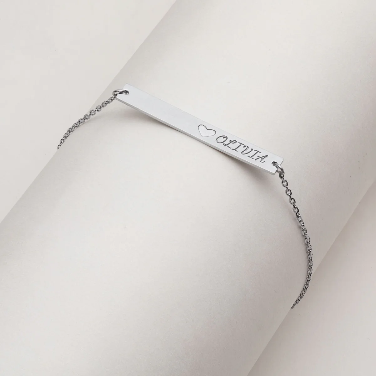 Stainless Steel Engraved Name Bar Bracelet - Image 3