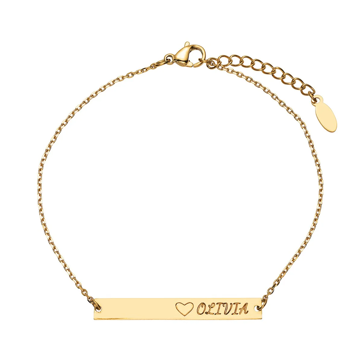 Stainless Steel Engraved Name Bar Bracelet - Image 4