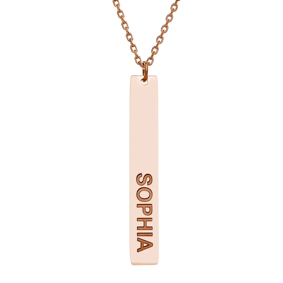 Stainless Steel Engraved Name Vertical Bar Necklace - Image 5