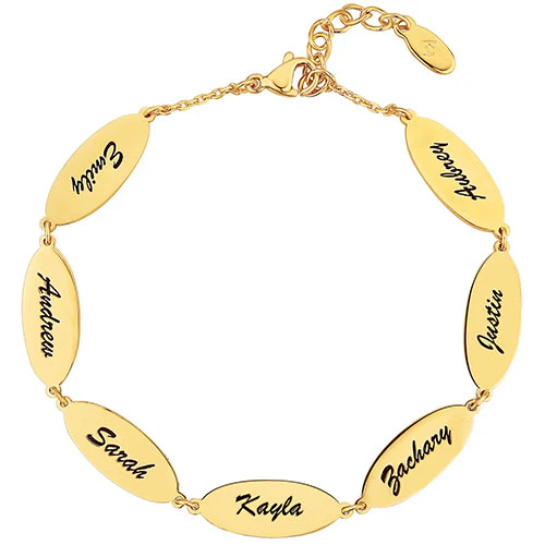 Stainless Steel Engraved Oval Family Name Bracelet - Image 3