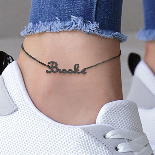 Stainless Steel Fancy Script Name Anklet - Image 9