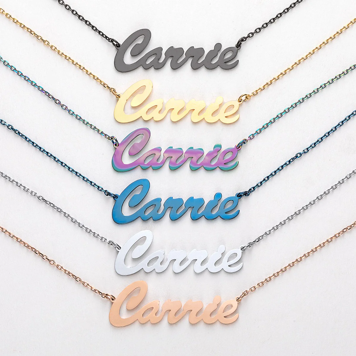 Stainless Steel Hollywood Script Name Necklace - Image 7