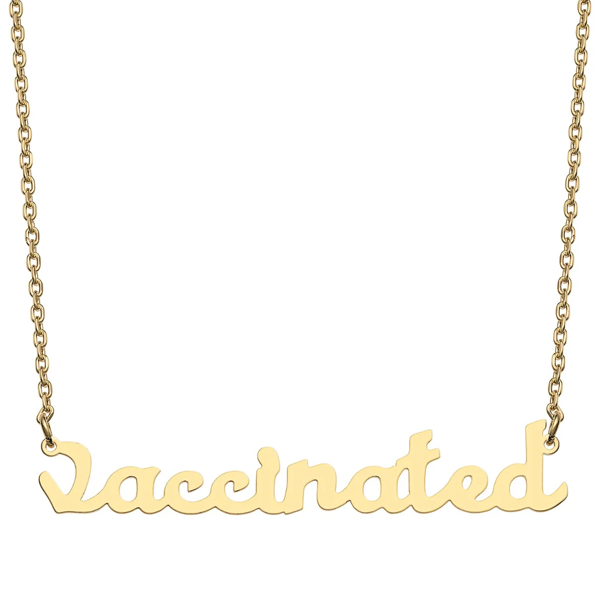 Stainless Steel Lowercase Script Vaccinated Necklace - Image 4