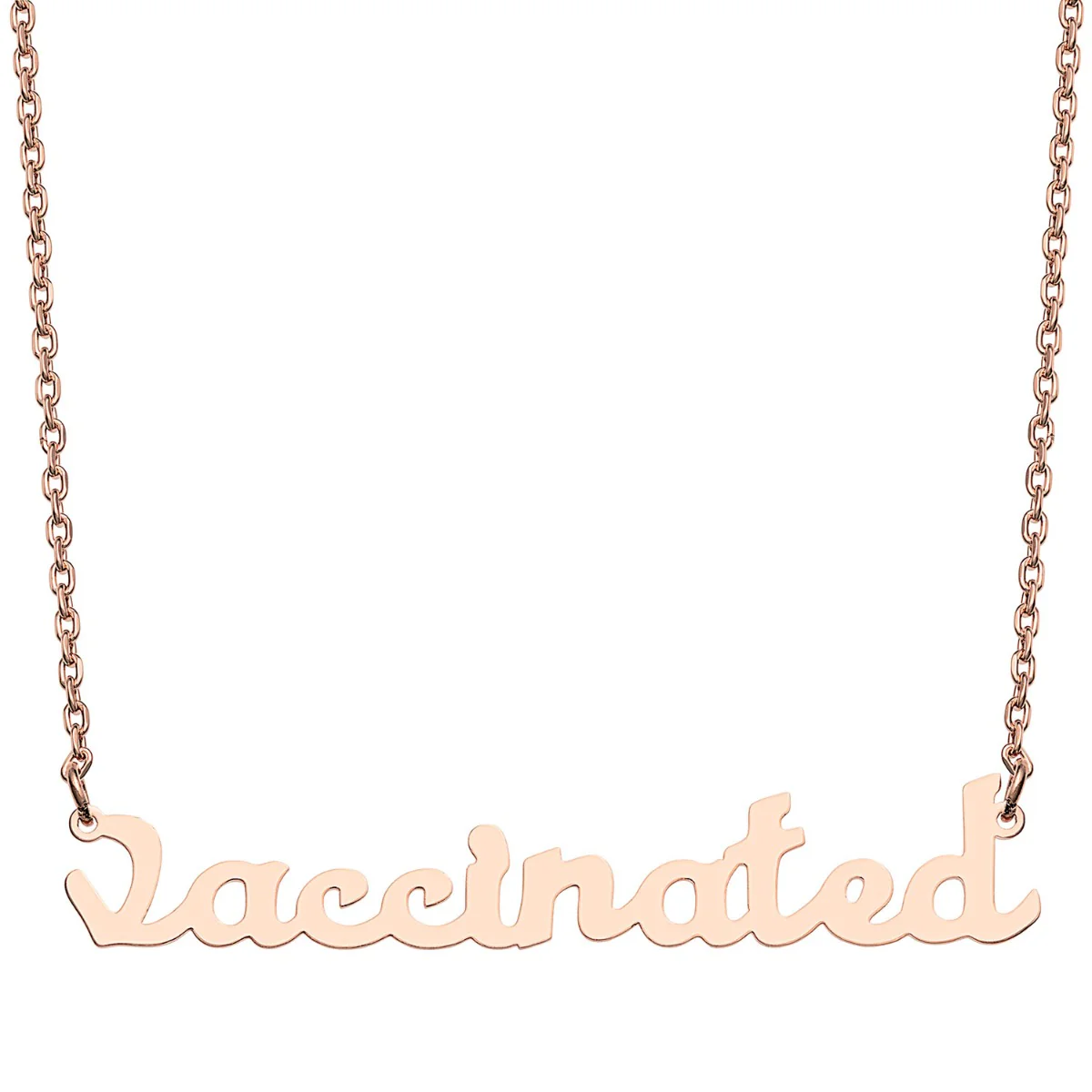 Stainless Steel Lowercase Script Vaccinated Necklace - Image 5