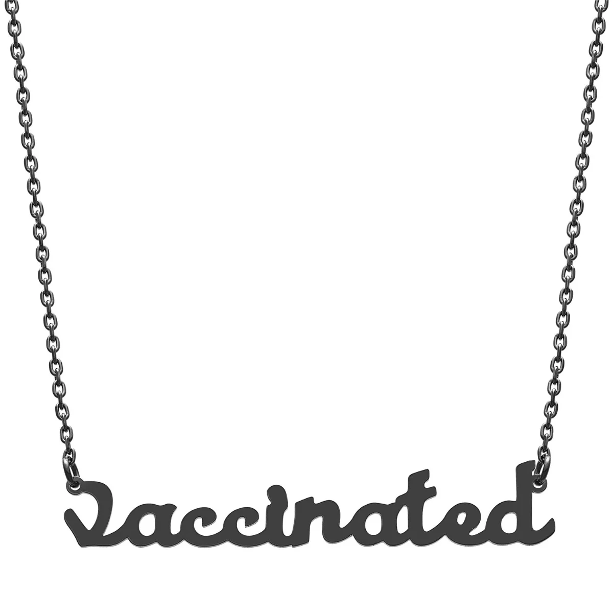 Stainless Steel Lowercase Script Vaccinated Necklace - Image 6