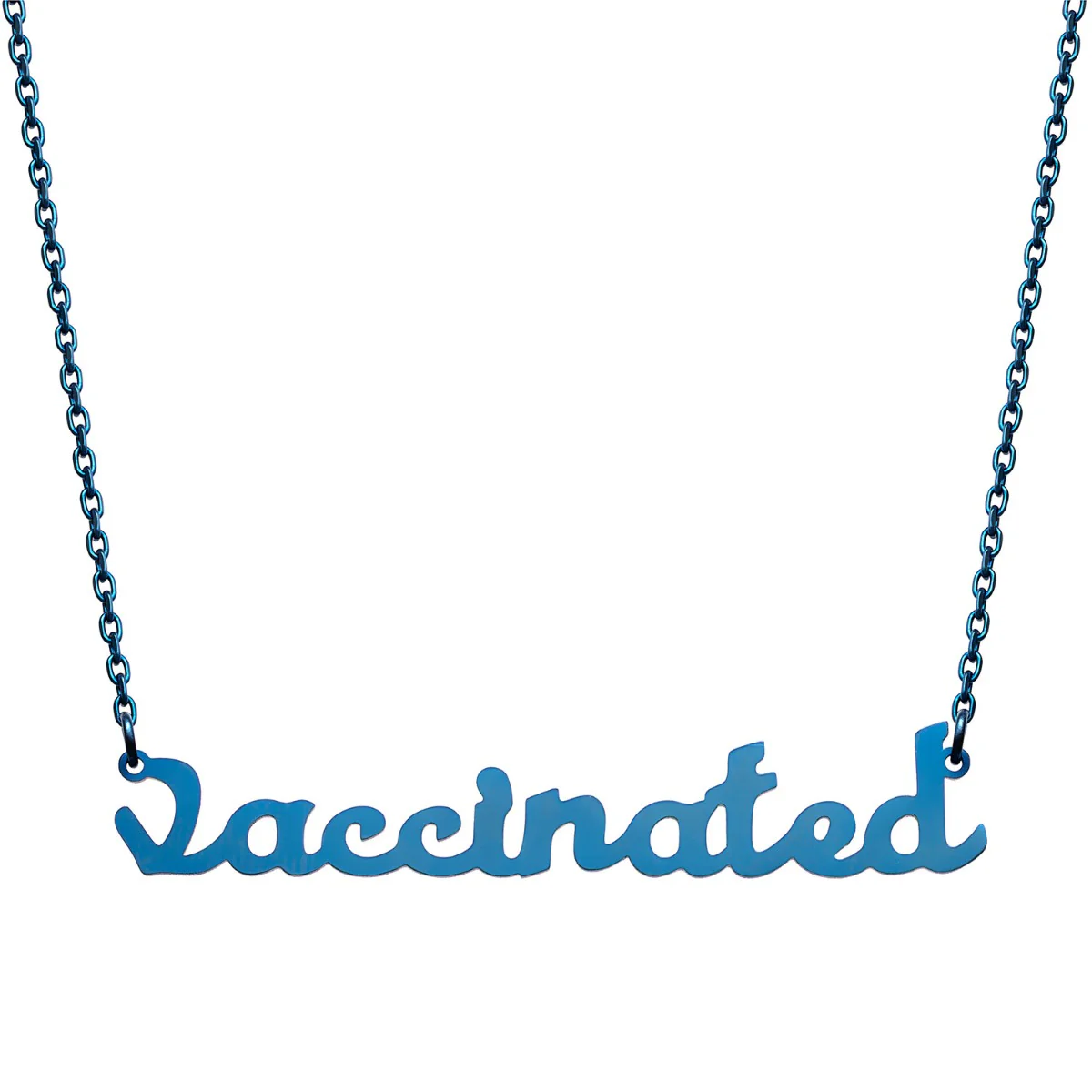 Stainless Steel Lowercase Script Vaccinated Necklace - Image 7