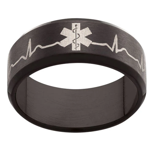 Stainless Steel Medical ID Engravable Band Ring