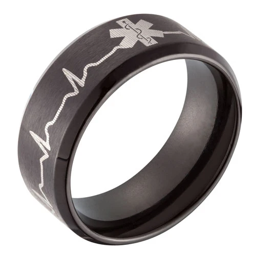 Stainless Steel Medical ID Engravable Band Ring - Image 2