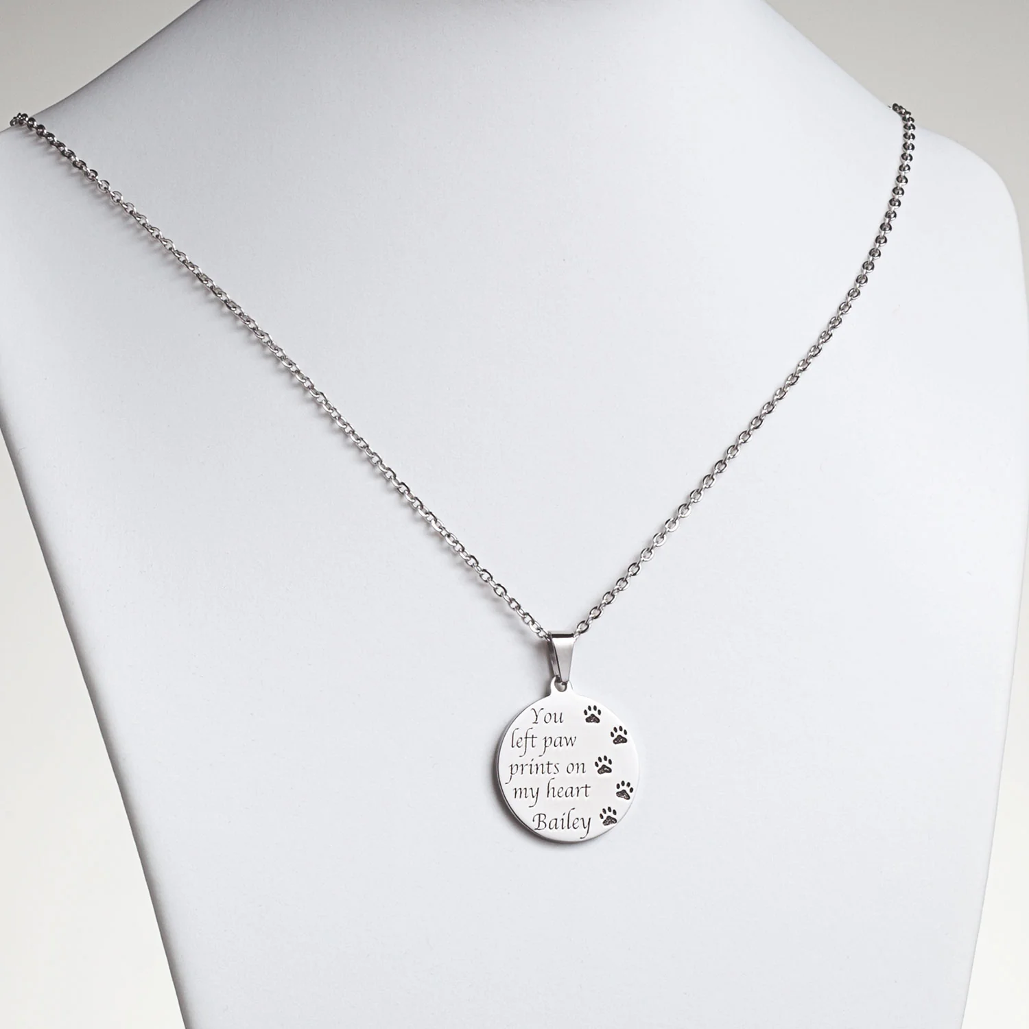 Stainless Steel Memorial Paws Prints Engraved Disc - Image 2