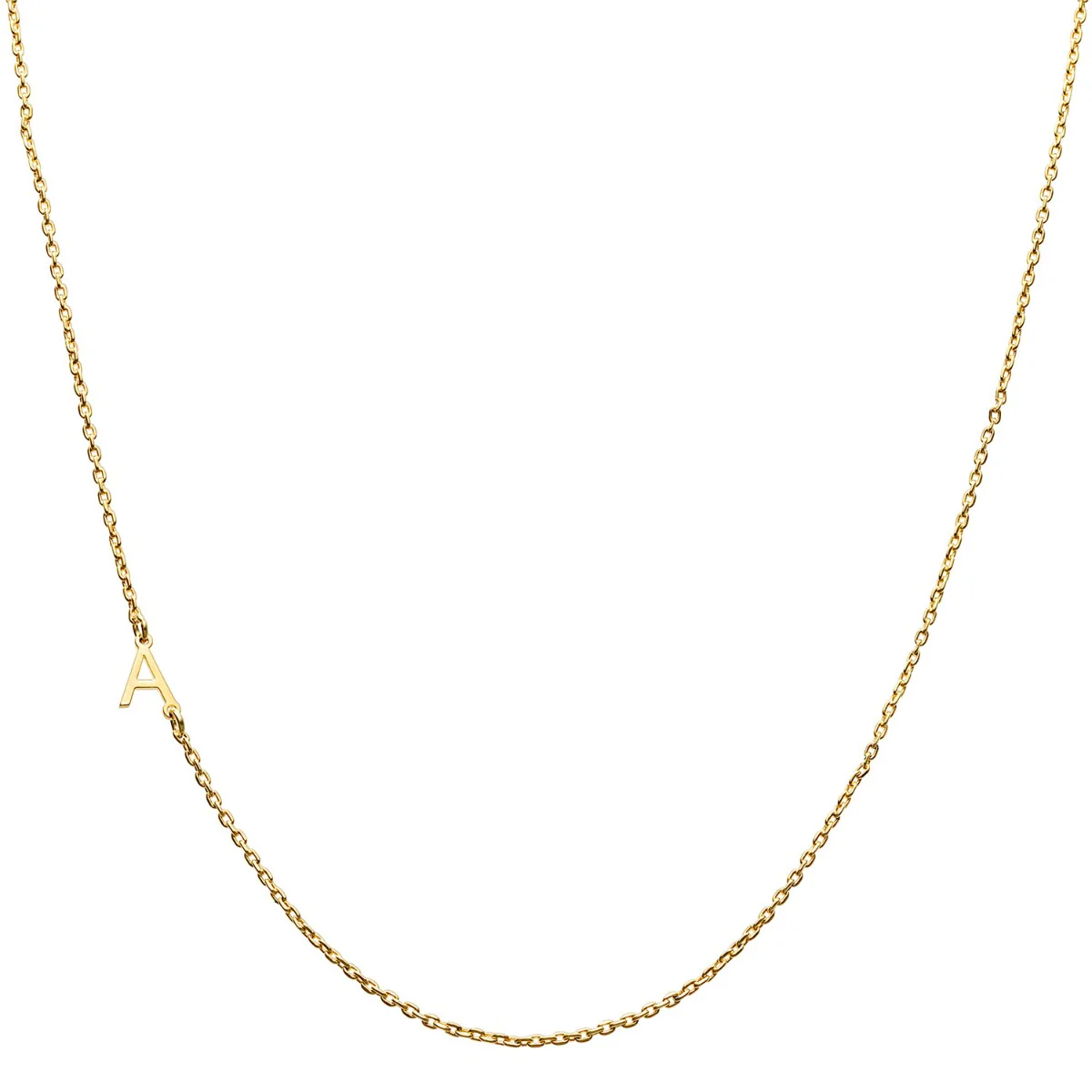 Stainless Steel Mini Initial Asymmetrical Station Necklace - Image 3