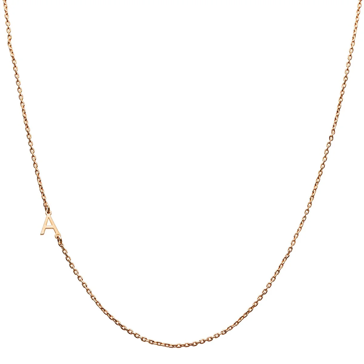 Stainless Steel Mini Initial Asymmetrical Station Necklace - Image 4