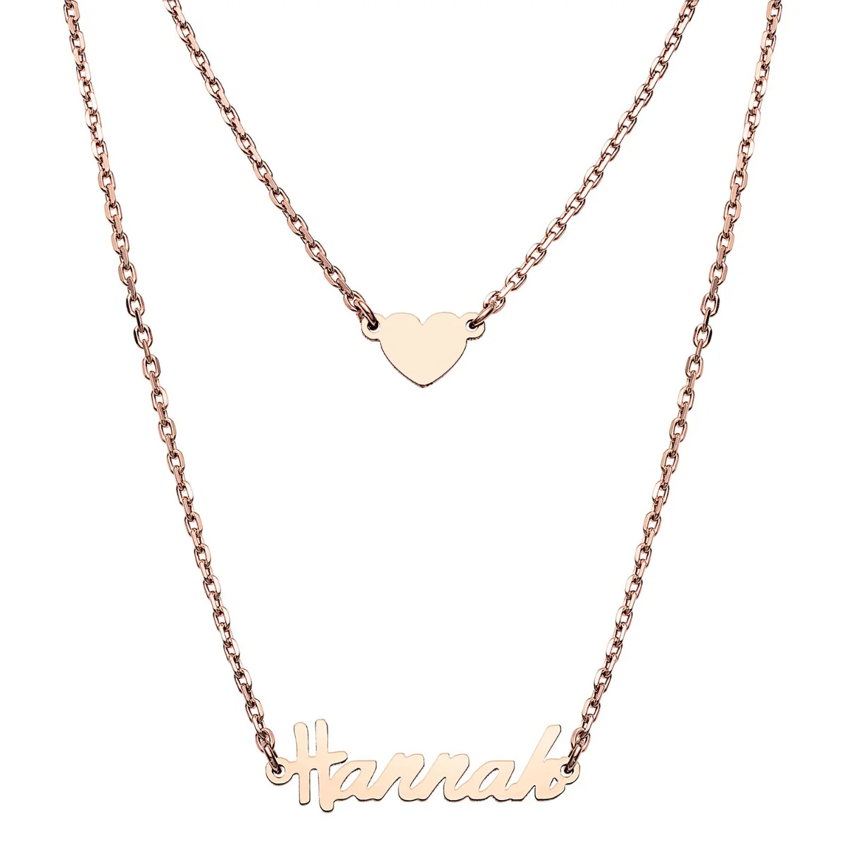 Stainless Steel Mini Name and Heart Layered Double Necklace - Image 6