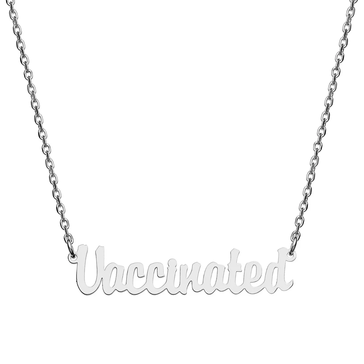 Stainless Steel Mini Script Vaccinated Necklace - Image 2