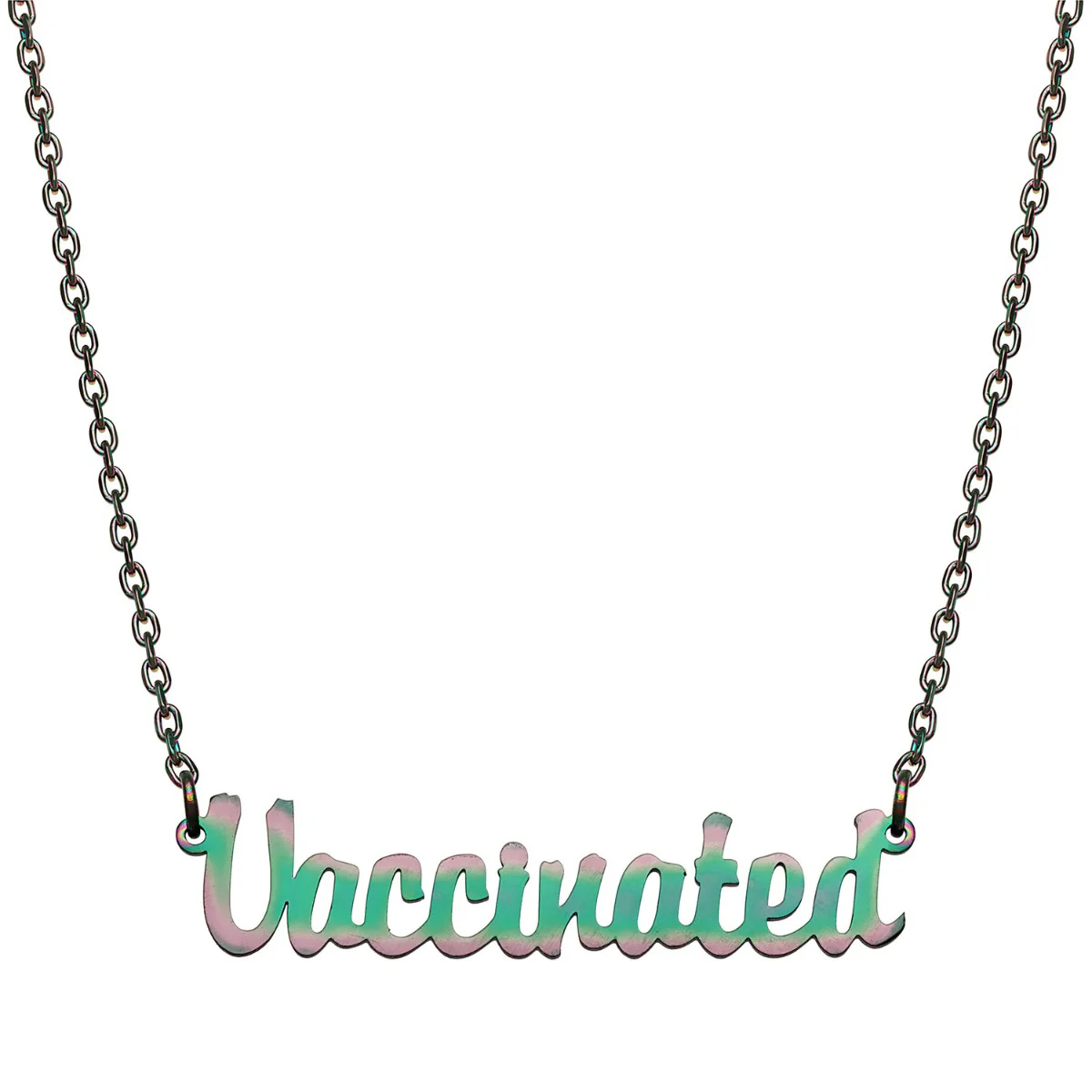 Stainless Steel Mini Script Vaccinated Necklace - Image 6