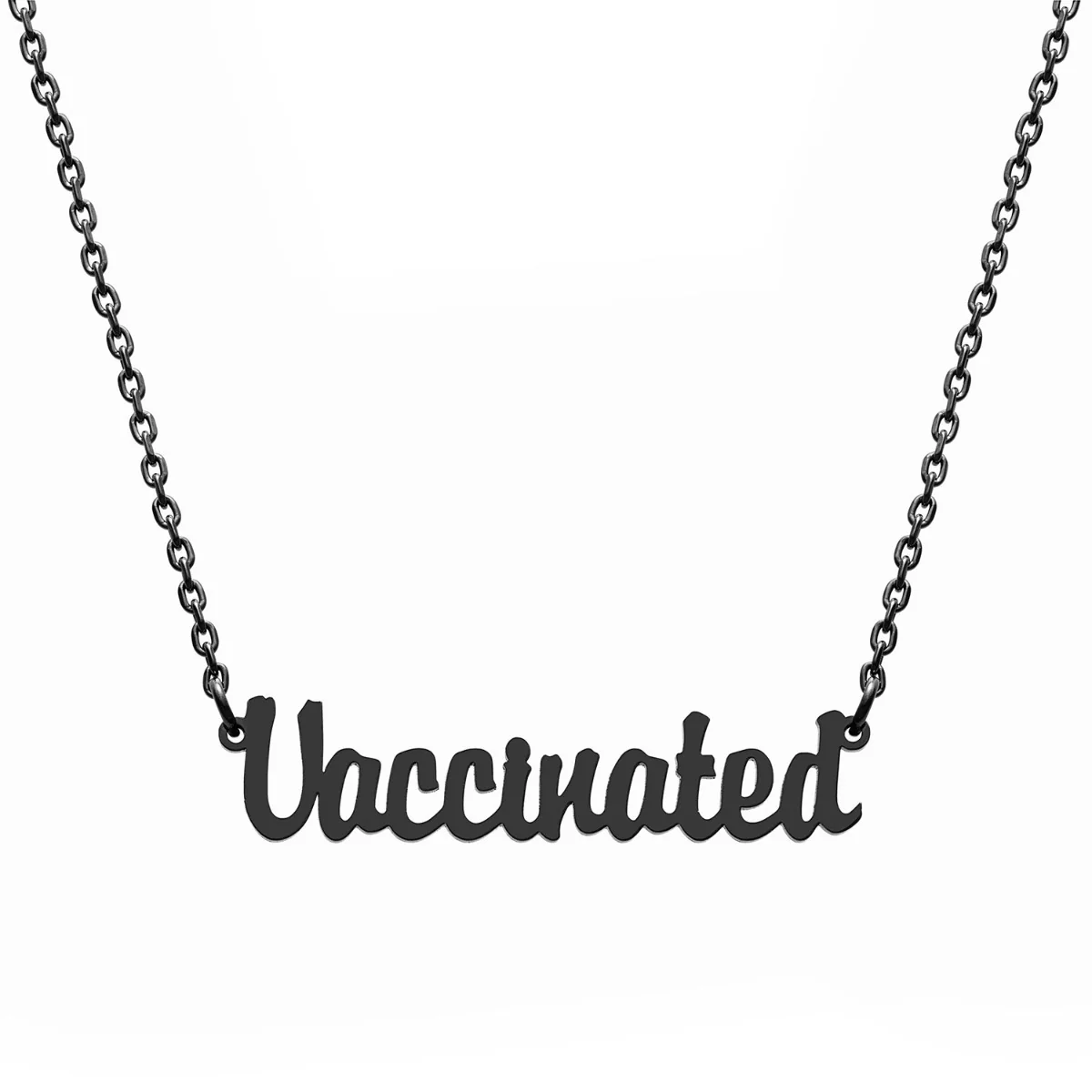 Stainless Steel Mini Script Vaccinated Necklace - Image 7