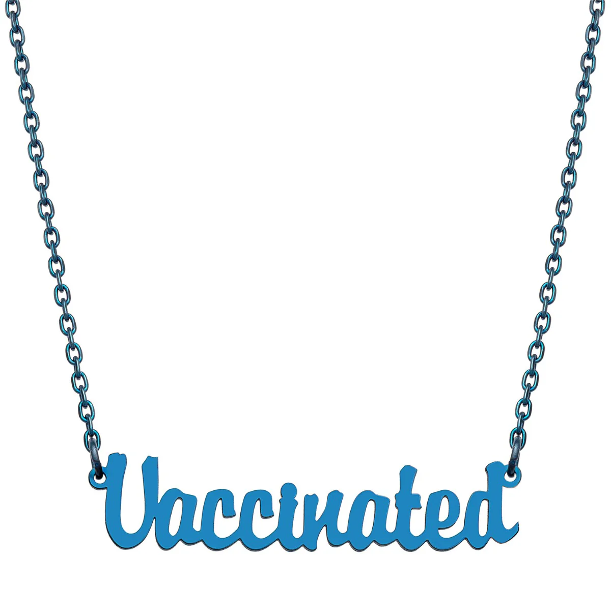 Stainless Steel Mini Script Vaccinated Necklace - Image 8