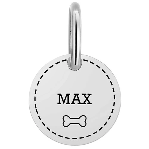 Stainless Steel Personalized Engraved Disc with Bone Pet Tag - Image 3