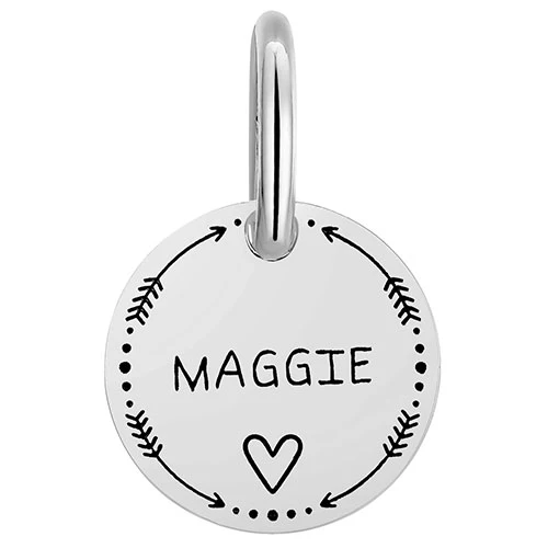 Stainless Steel Personalized Engraved Disc with Heart Pet Tag - Image 3