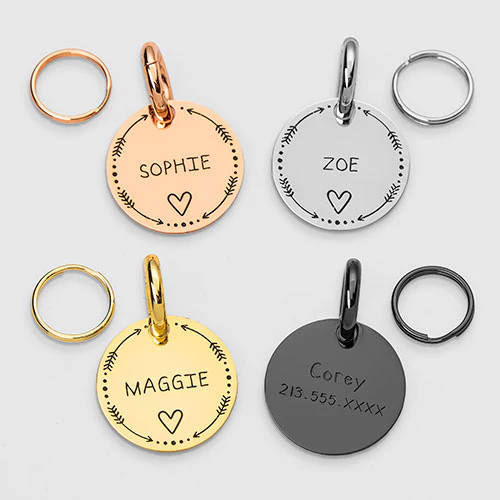 Stainless Steel Personalized Engraved Disc with Heart Pet Tag - Image 5