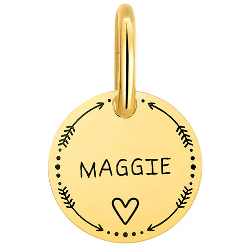 Stainless Steel Personalized Engraved Disc with Heart Pet Tag - Image 7