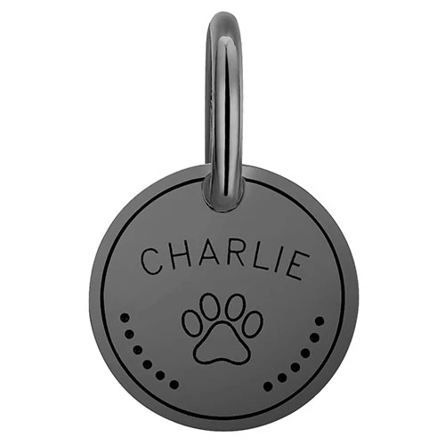 Stainless Steel Personalized Engraved Disc with Paw-Print Pet Tag - Image 11