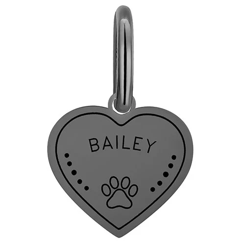Stainless Steel Personalized Engraved Heart with Paw-Print Pet Tag - Image 11