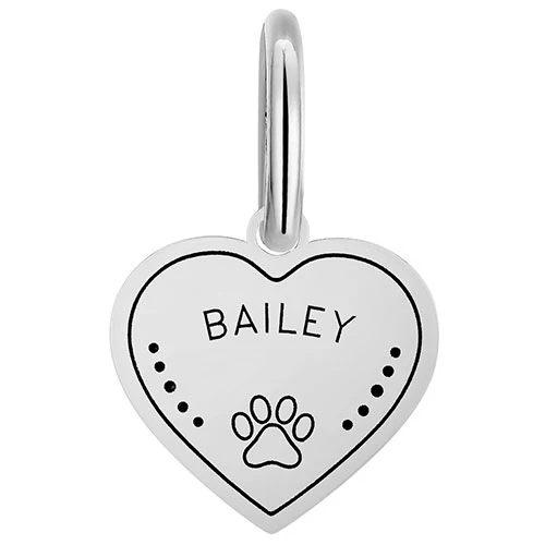Stainless Steel Personalized Engraved Heart with Paw-Print Pet Tag - Image 3