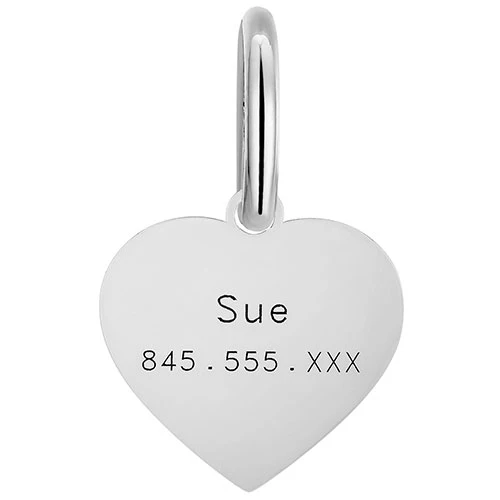 Stainless Steel Personalized Engraved Heart with Paw-Print Pet Tag - Image 4