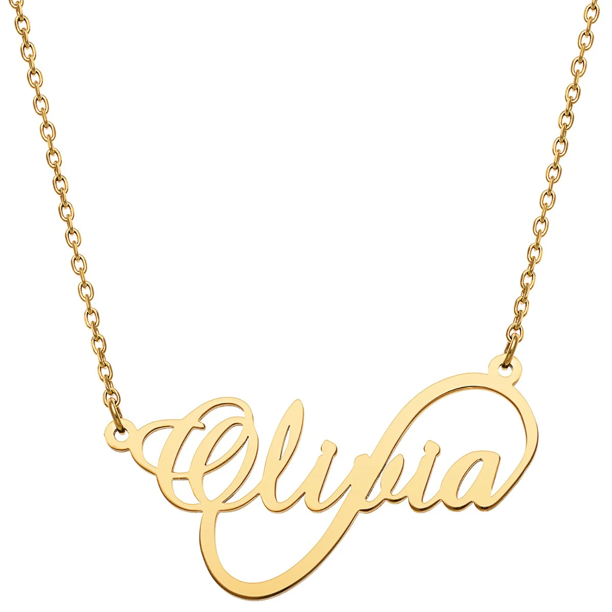 Stainless Steel Script Name Infinity Necklace - Image 3