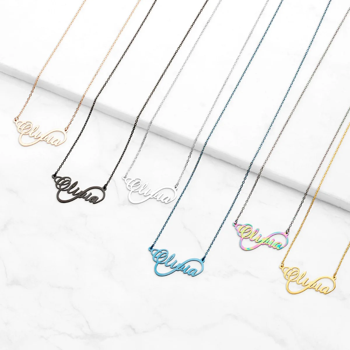 Stainless Steel Script Name Infinity Necklace - Image 7