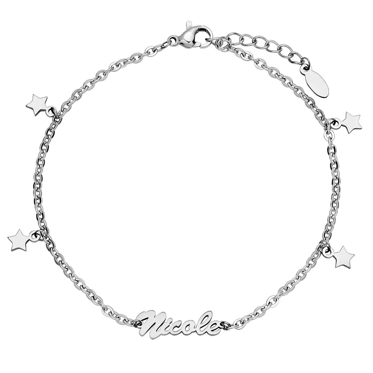Stainless Steel Star Charm and Name Anklet