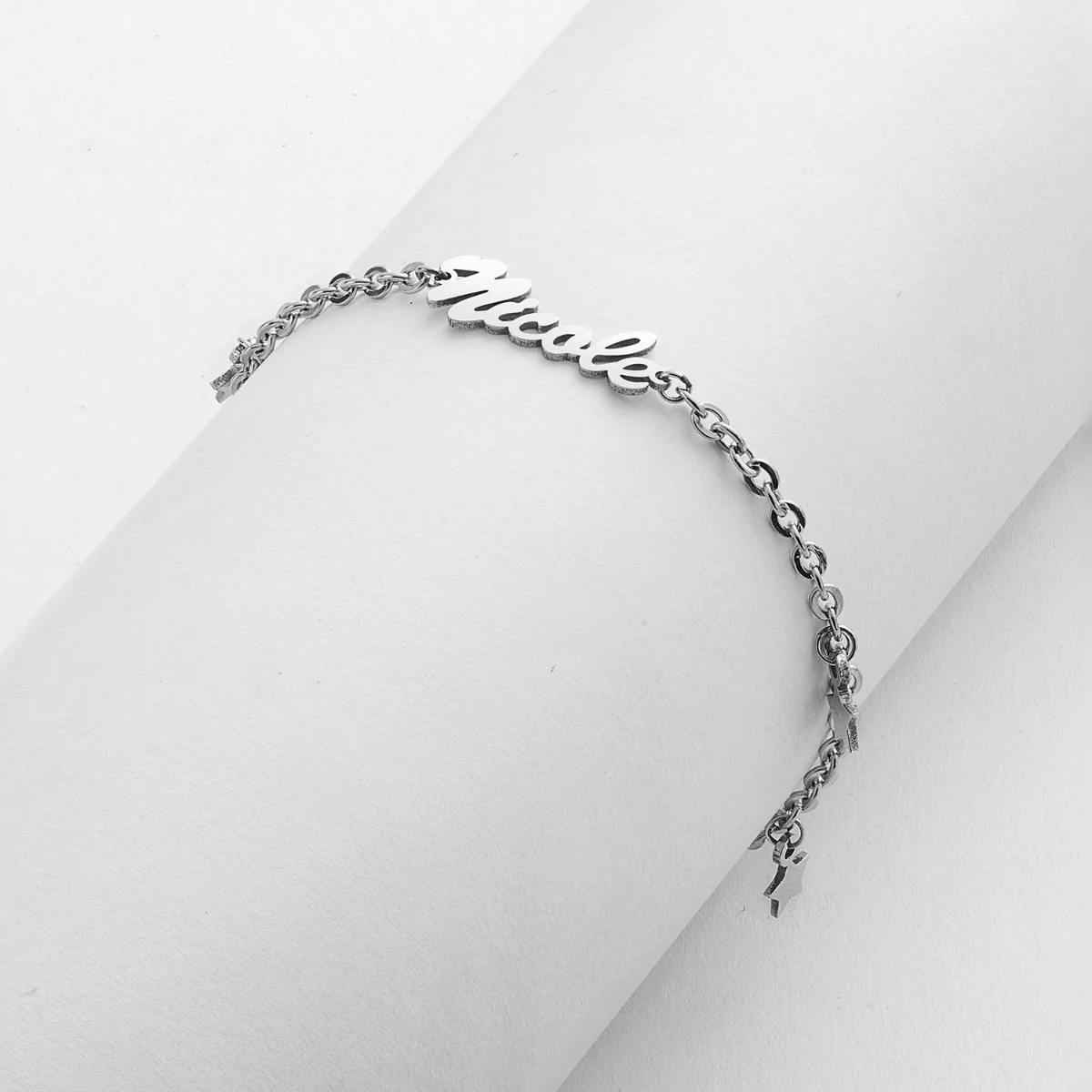 Stainless Steel Star Charm and Name Bracelet - Image 2