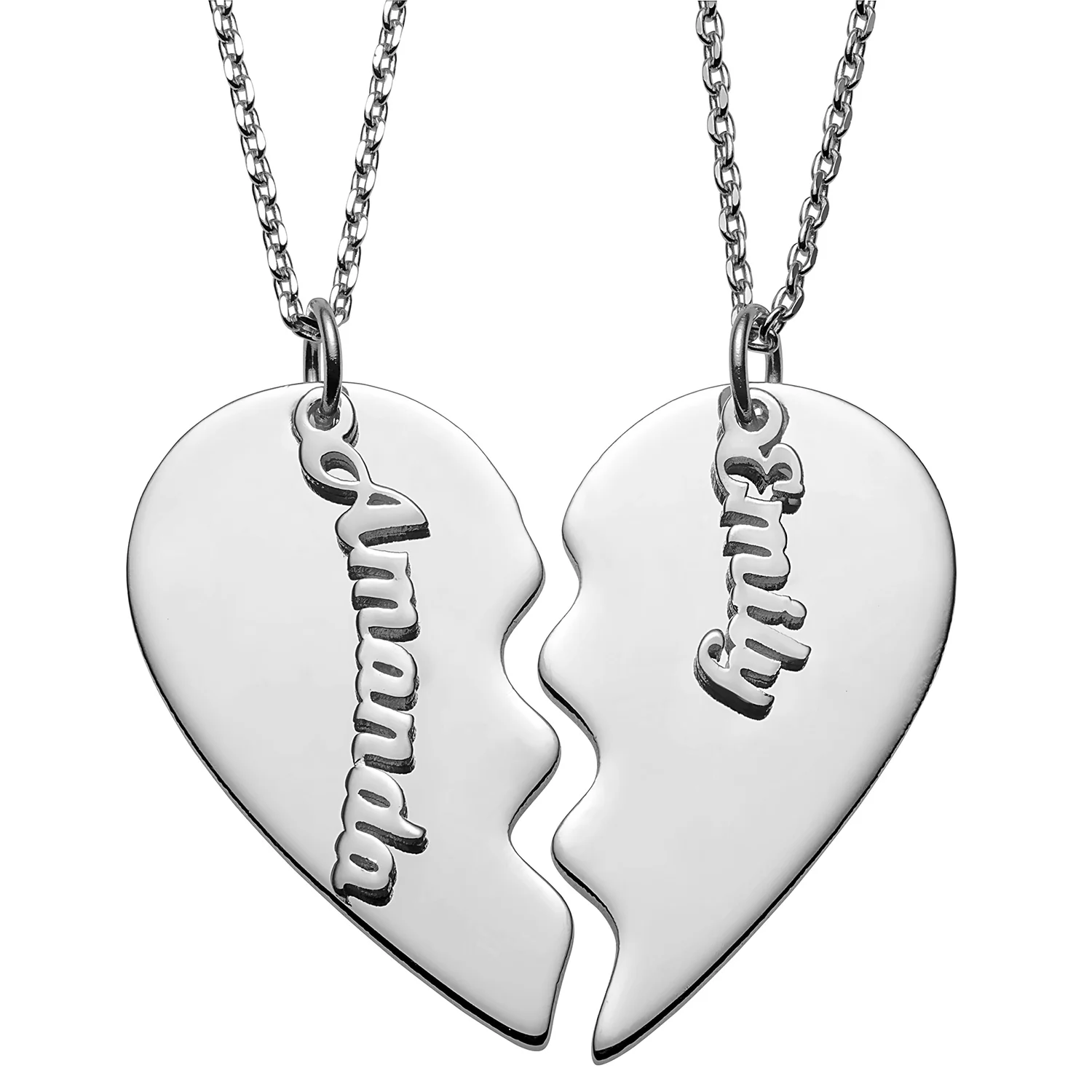Sterling Petite Name Shareable Heart Necklace - Image 2