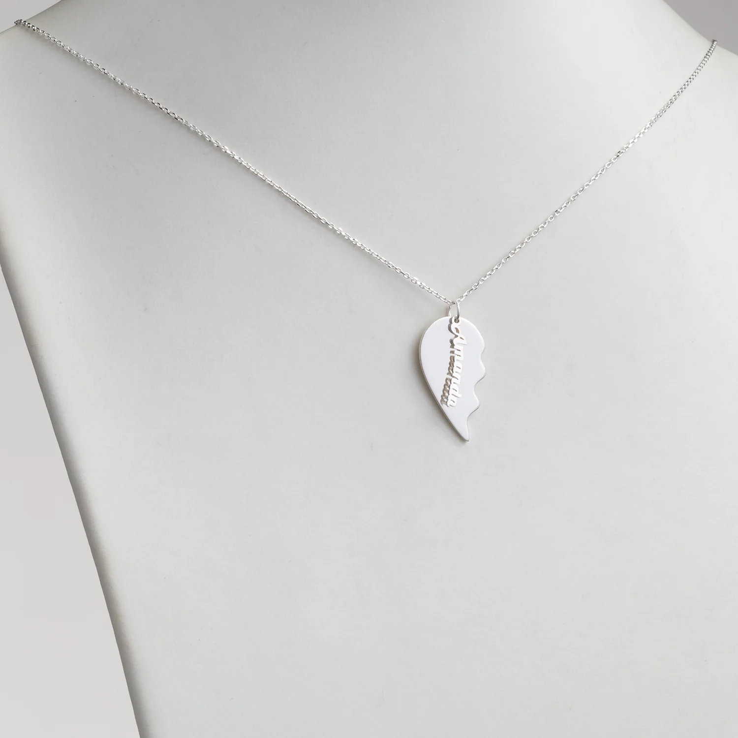 Sterling Petite Name Shareable Heart Necklace - Image 3