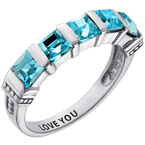 Sterling Silver 5 Stone March Birthstone Ring - Image 2