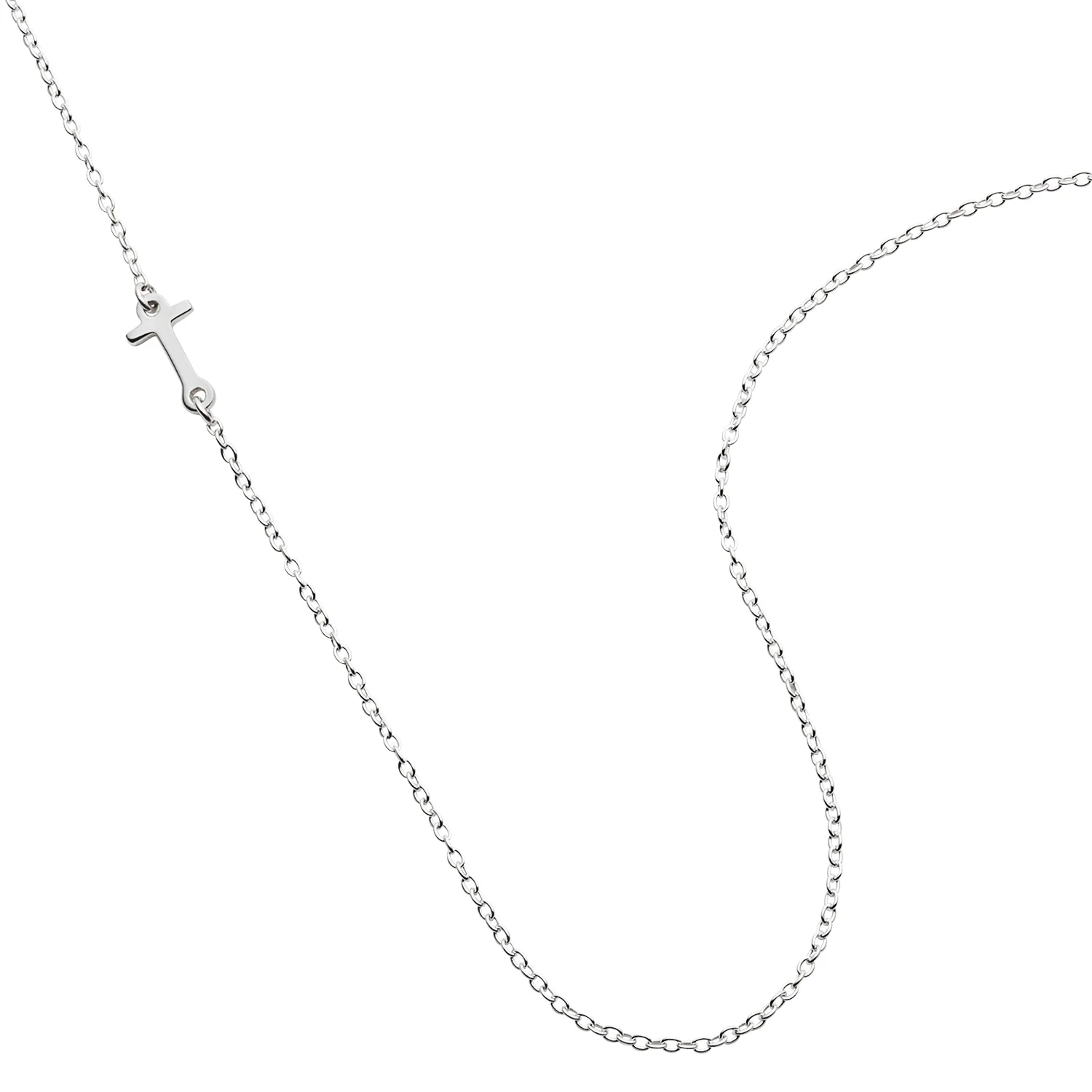 Sterling Silver Asymmetrical Initial Necklace - Image 3