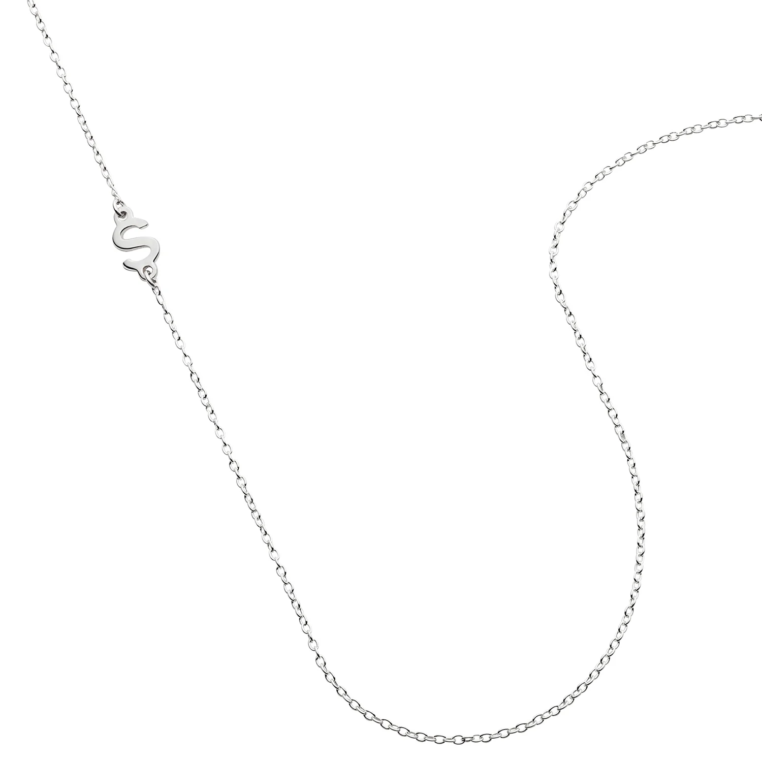 Sterling Silver Asymmetrical Initial Necklace - Image 4