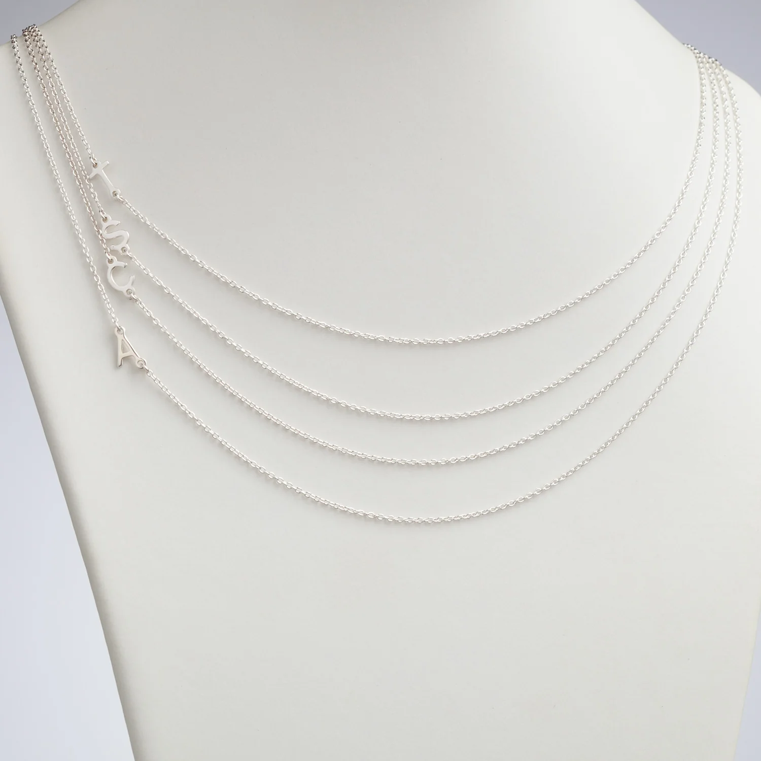 Sterling Silver Asymmetrical Initial Necklace - Image 5