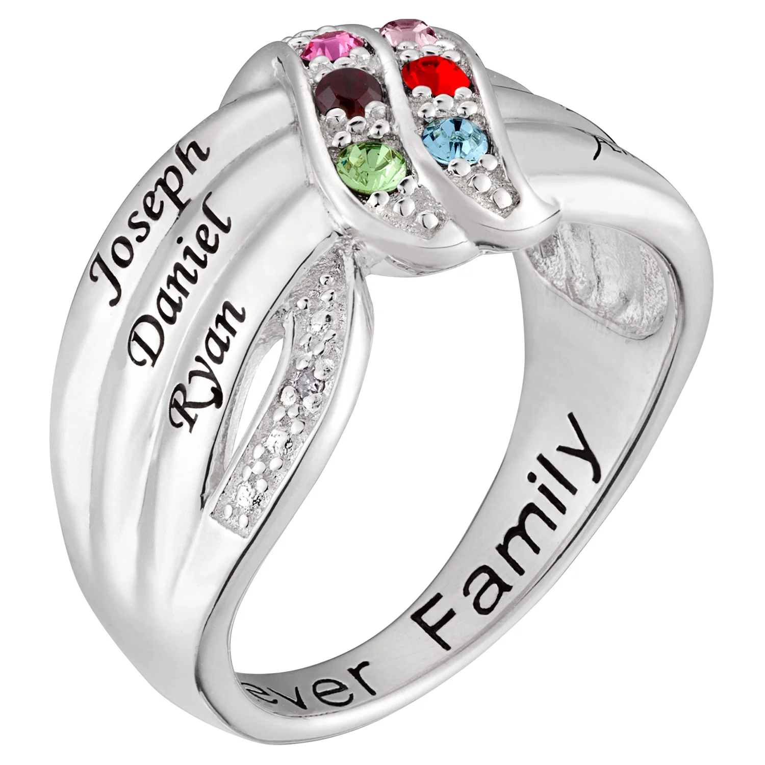Sterling Silver Birthstone and Name Personalized Ring - Image 2