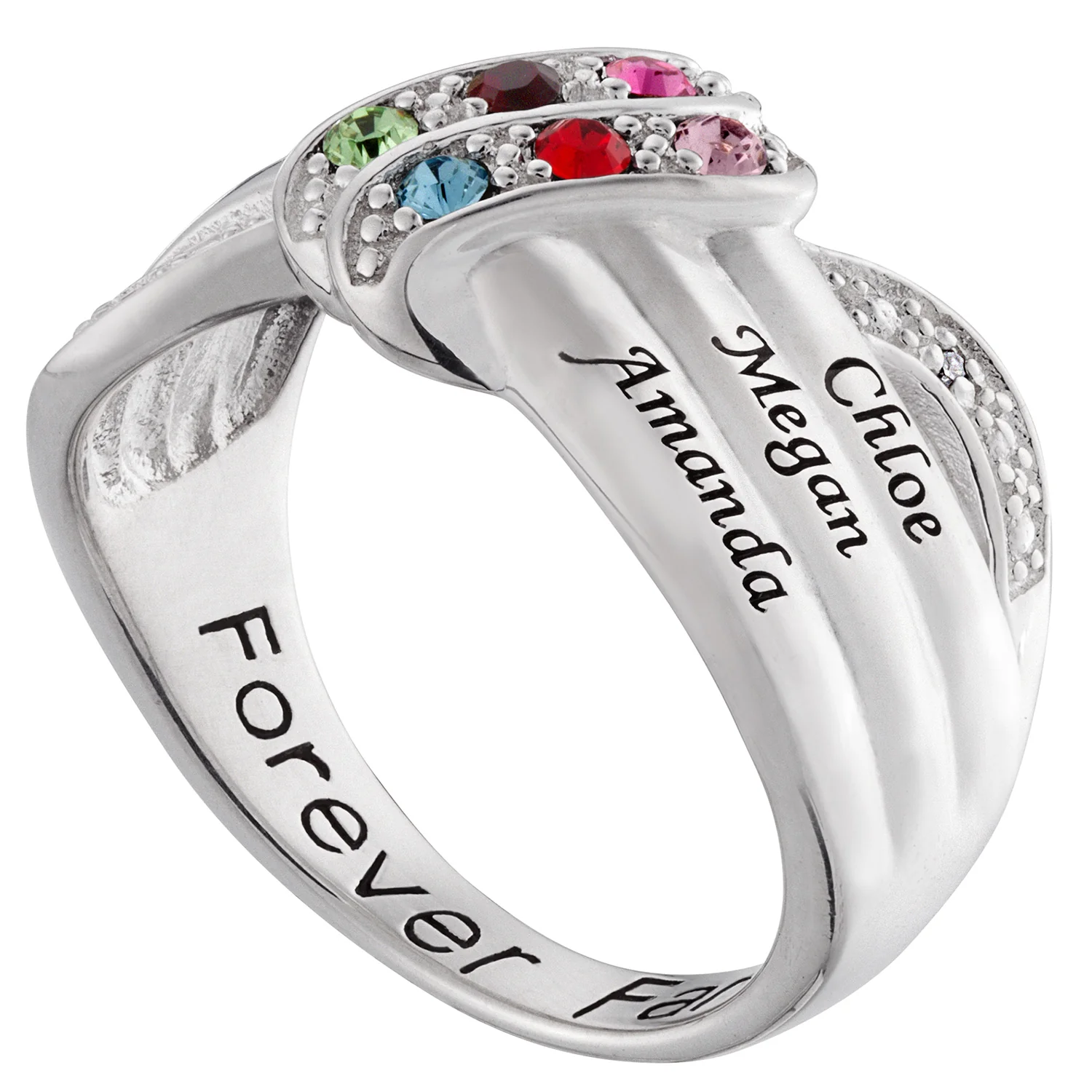 Sterling Silver Birthstone and Name Personalized Ring - Image 3