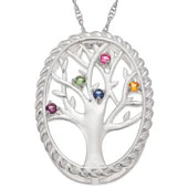 Sterling Silver Birthstone Family Tree Necklace - Image 2