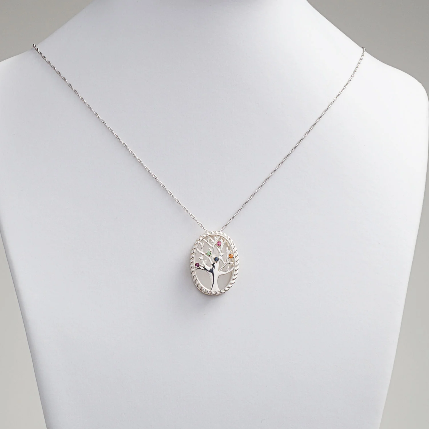 Sterling Silver Birthstone Family Tree Necklace - Image 5
