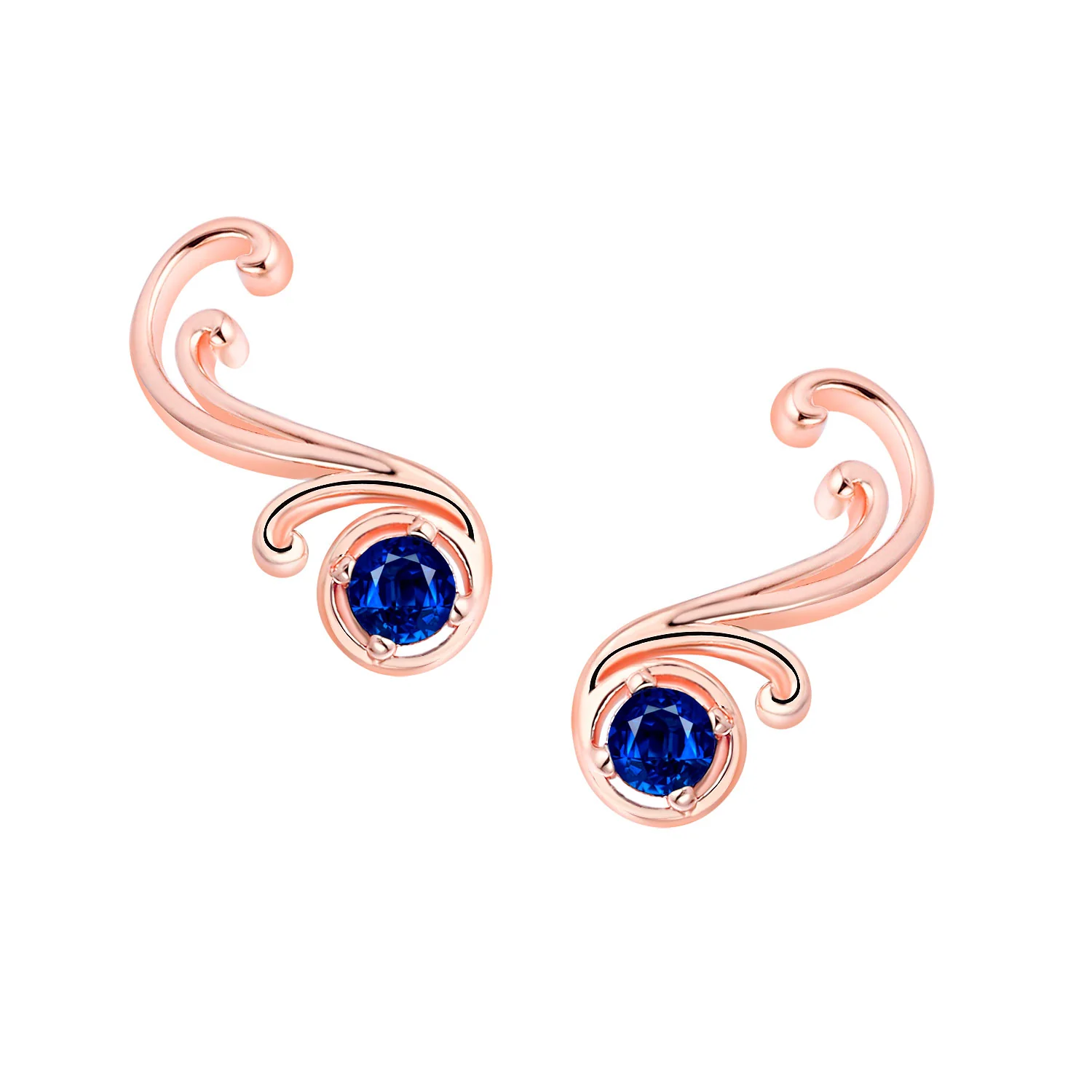 Sterling Silver Birthstone Swirl Crawler Earrings - Image 5