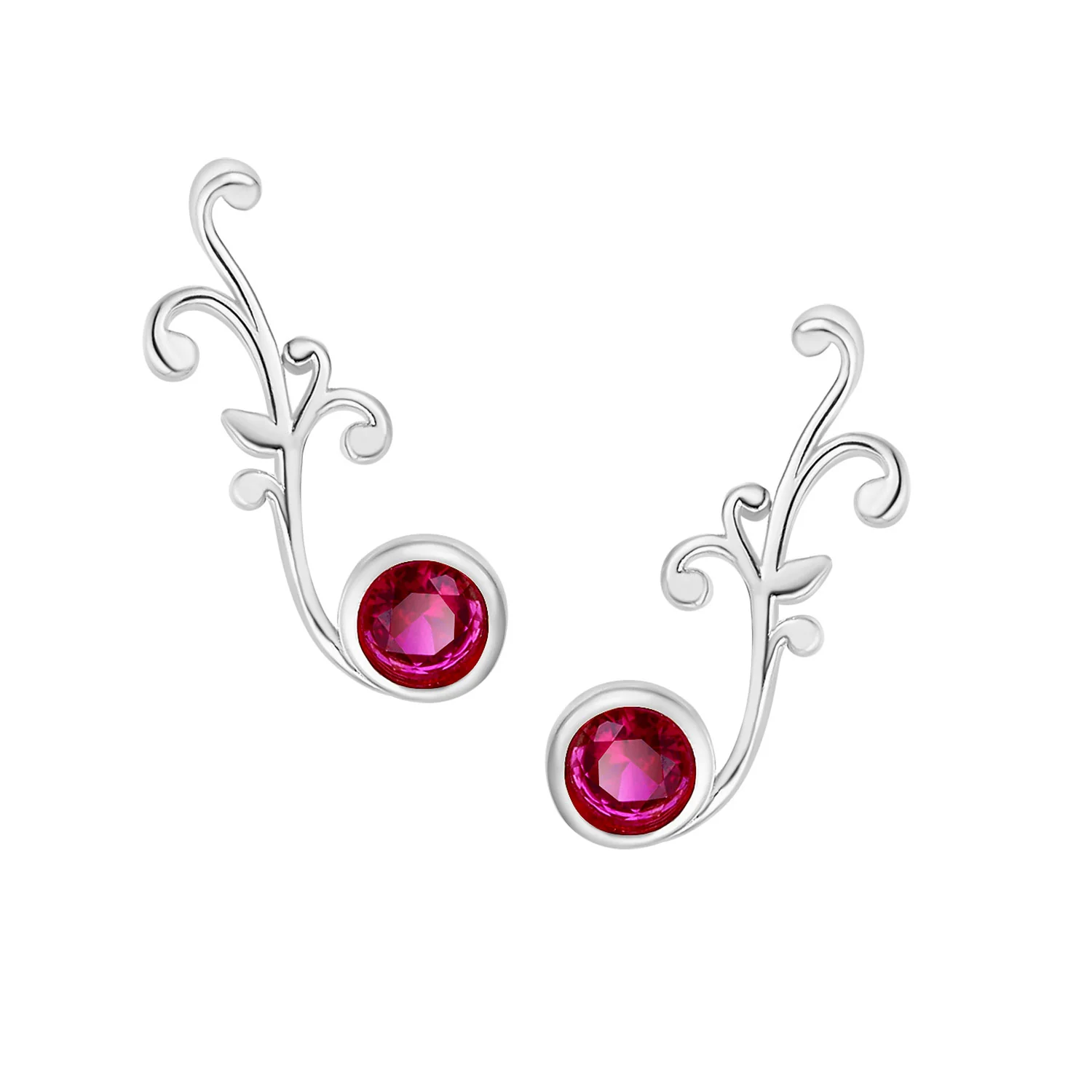 Sterling Silver Birthstone Vine Crawler Earrings - Image 2