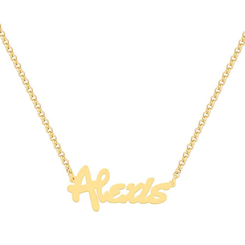 Sterling Silver Bold Script Name with Free Hoop Earrings - Image 5