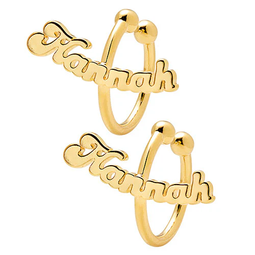 Sterling Silver Bubble Script Name Ear Cuffs - Image 4